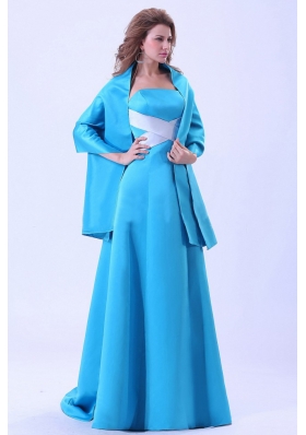 Matching Shawl Blue Bridesmaid Dresses Brush A-line