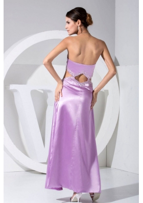 Beading Slit Sweetheart Ankle-length Lavender Prom Dress