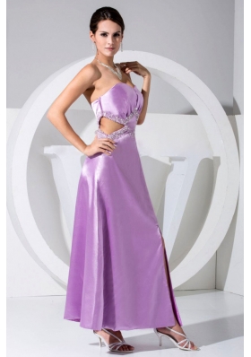 Beading Slit Sweetheart Ankle-length Lavender Prom Dress