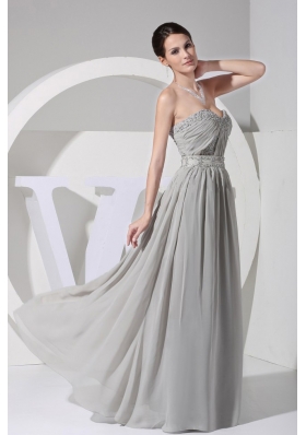 Appliques Beading Grey Floor-length Prom Dress