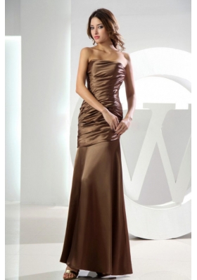 Mermaid Strapless Brown Ankle-length Prom Dress