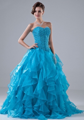 Beading Ruffles Beading Floor-length Prom Dress