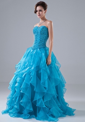 Beading Ruffles Beading Floor-length Prom Dress