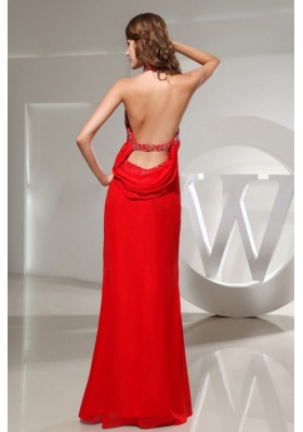 Mermaid Halter Draping Neck Floor-length Prom Dress