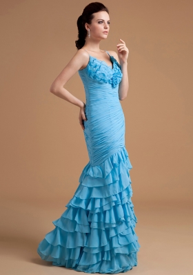 Mermaid Pieces Ruffles Prom Dress Long Straps