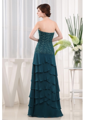 Beading Half Sleeves Jacket Teal Mother Bride Dress