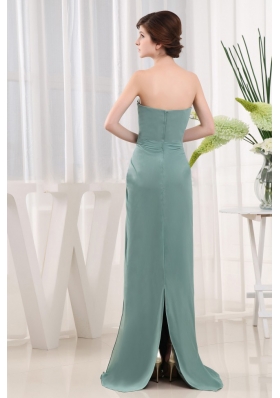  Cadet Blue Column Ruch Mother Bride Dress Long