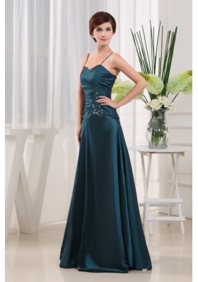 Teal Straps A-Line Long Appliques Mother Bride Dress