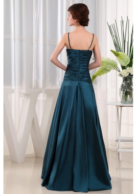 Teal Straps A-Line Long Appliques Mother Bride Dress