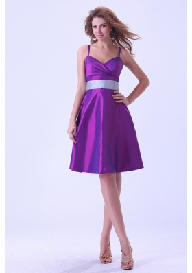 Spaghetti Straps Bridesmaid Dresses Purple A-line