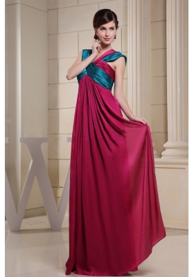 With Ruch Hot Pink Prom Evening Dress Asymmetrical Empire