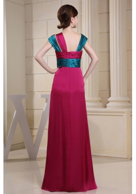 With Ruch Hot Pink Prom Evening Dress Asymmetrical Empire