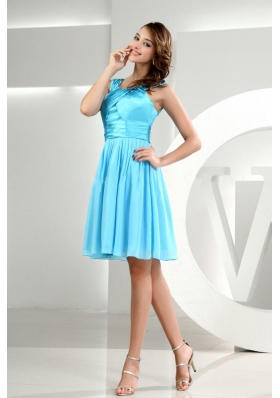 Straps A-Line Knee-length Baby Blue Bridesmaid Dresses