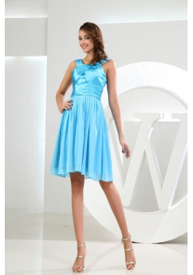 Straps A-Line Knee-length Baby Blue Bridesmaid Dresses