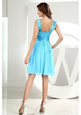 Straps A-Line Knee-length Baby Blue Bridesmaid Dresses