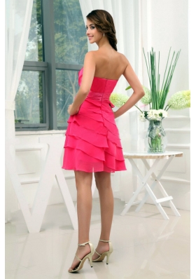 Ruffled Layers Strapless Coral Prom Dress Sash