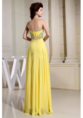 Beaded Sweetheart Empire Ruch Yellow Prom Dress