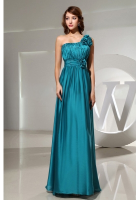 Hand Flowers One Shoulder Prom Dress Empire