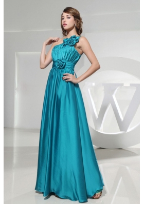 Hand Flowers One Shoulder Prom Dress Empire