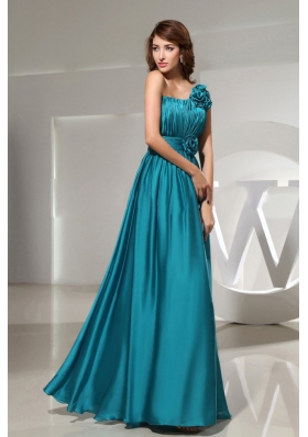 Hand Flowers One Shoulder Prom Dress Empire