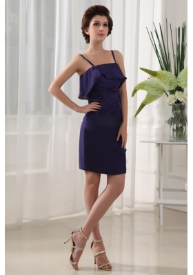 Chiffon Straps Prom Dress Purple Ruffles Column