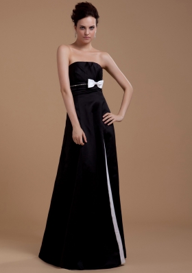 Bowknot A-Line Strapless Floor-length Prom Dress
