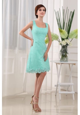 Apple Green Square Prom Dress A-Line Lace