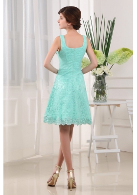 Apple Green Square Prom Dress A-Line Lace