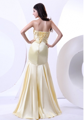 Beading Strapless Prom Dress Floor-length Yellow