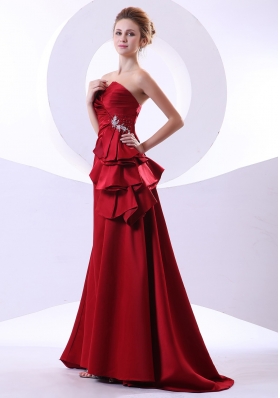 A-line Sweetheart Wine Red Prom Dress Beading