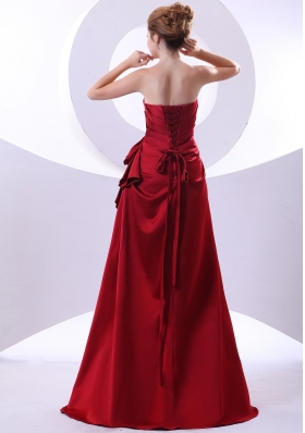 A-line Sweetheart Wine Red Prom Dress Beading