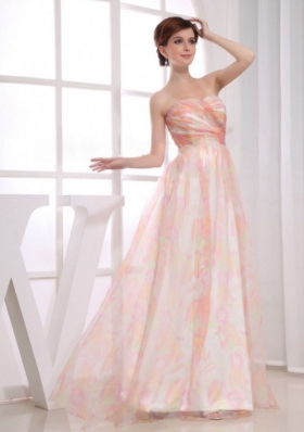 A-Line Multi-color Prom Dress Print Strapless