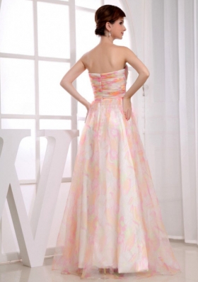 A-Line Multi-color Prom Dress Print Strapless