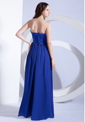 Blue Hand Flowers Empire Strapless Prom Dress