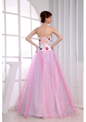 Sweetheart A-Line Prom Dress Pink Floor-length