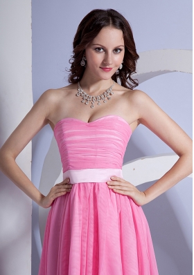 High-low Pink Chiffon Prom Dress Sweetheart