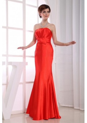 Strapless Mermaid Beading Red Prom Dress