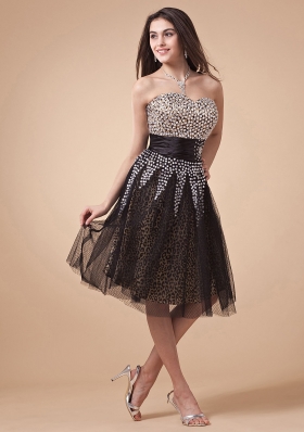 Prom Dress With Leopard and Net Beading