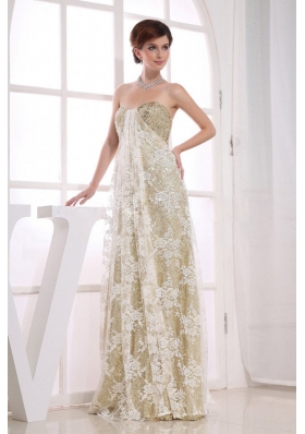 Sequins Champagne Empire Sweetheart Prom Dress