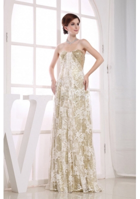 Sequins Champagne Empire Sweetheart Prom Dress