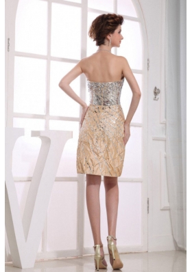 Paillette Column Sweetheart Gold Prom Nightclub Dress