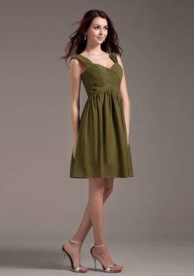 Olive Green Bridesmaid Dresses Straps Knee-length