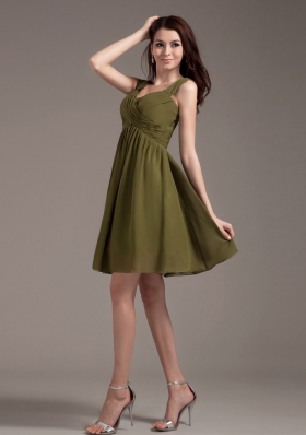 Olive Green Bridesmaid Dresses Straps Knee-length