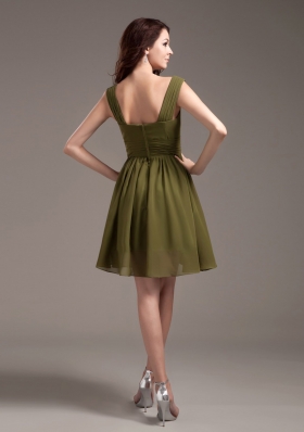 Olive Green Bridesmaid Dresses Straps Knee-length