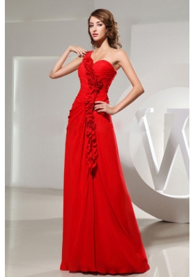 Winding Floral One Shoulder Prom Dress With Floor-length