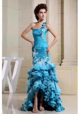 High-low Teal Ruffled Layers Mermaid Prom Dress