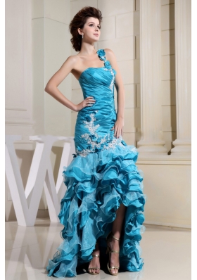 High-low Teal Ruffled Layers Mermaid Prom Dress