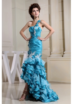 High-low Teal Ruffled Layers Mermaid Prom Dress