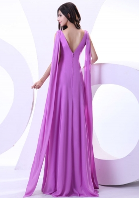 Lavender Watteau Train Prom Dress On Sale