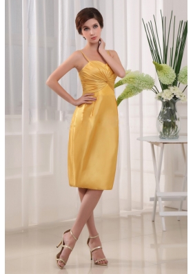 Yellow Straps Homecoming Dress Taffeta Knee-length